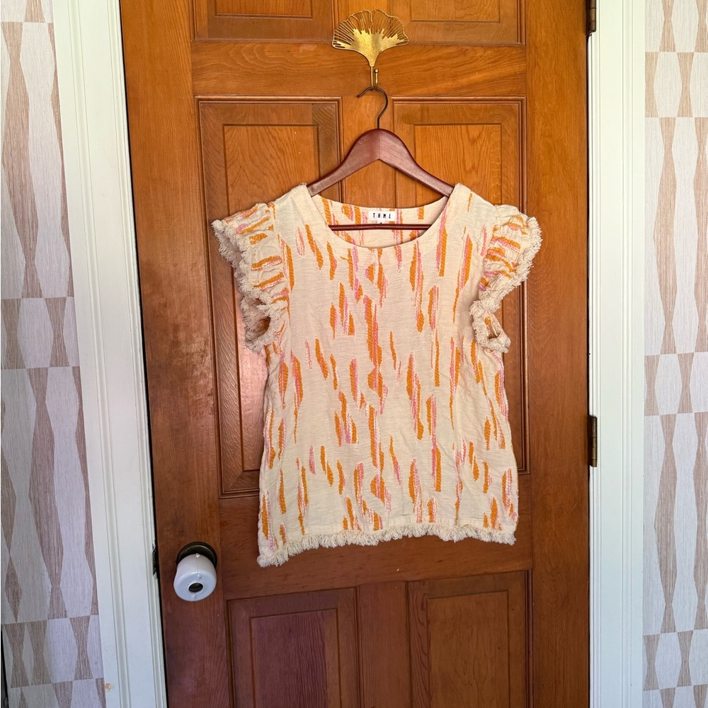 THML Cream and Orange Skirt with Abstract Patterns